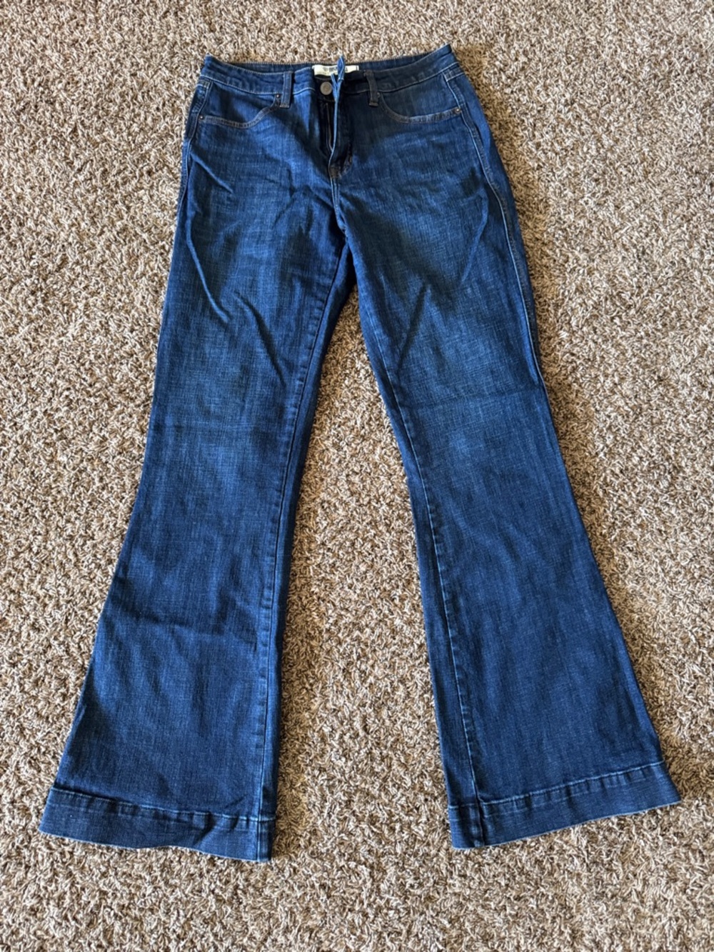 Women's Dark Blue Flare Jeans - Classic Flared Denim